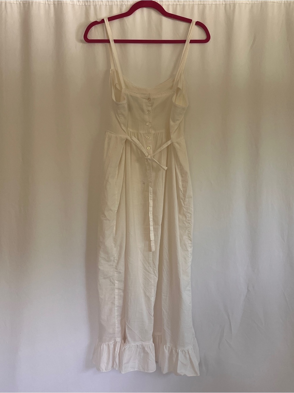 Laura Ashley Vintage White Cotton Ruffle Hem Midi Slip Dress - Picture 4 of 9